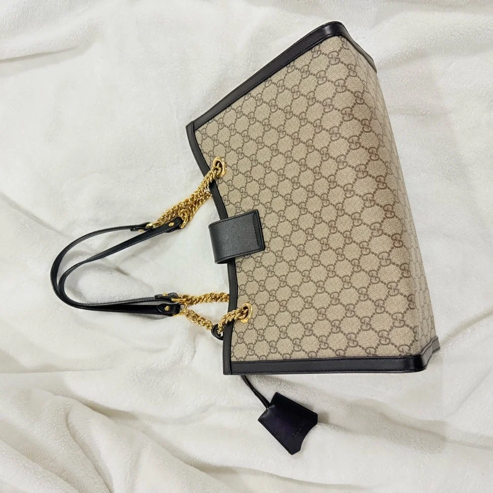 Elegant Designer Beige and Black Tote Bag - Picture 8 of 14